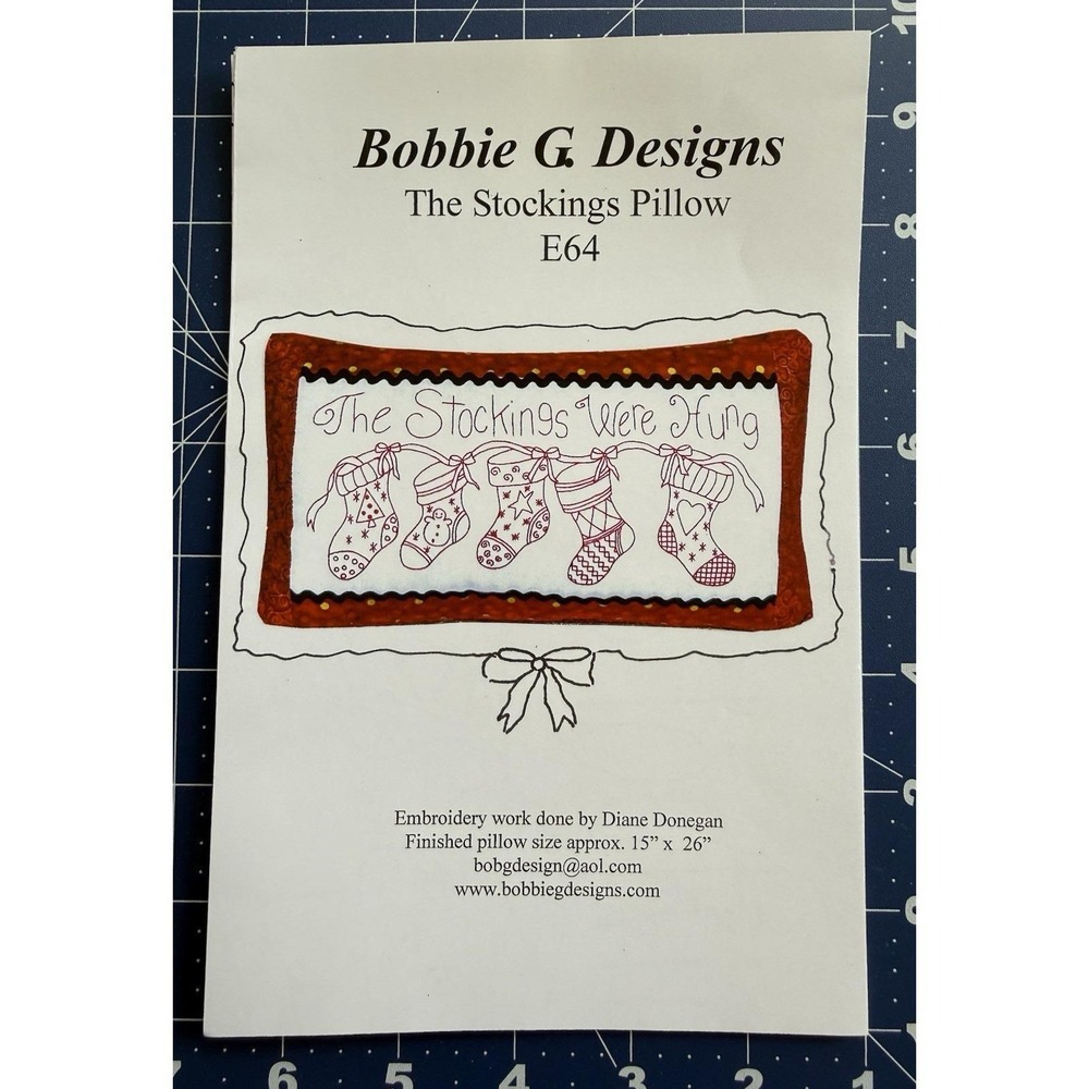 Bobbie G. Designs The Stockings‎ Pillow Pattern Size approx 15" x 26"